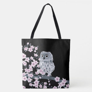 Bolsa Tote Coruja-Boca-Cola E Flores-De-Cereja