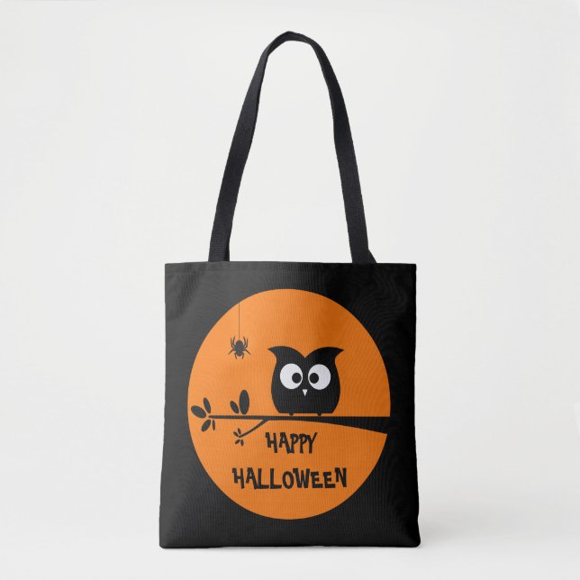 Bolsa Tote Coruja bonito do Dia das Bruxas com cores (Frente)