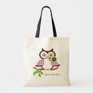 Bolsa Tote Coruja bonito do primavera que guardara uma flor
