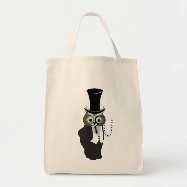 Bolsa Tote Coruja-branca com monóculo (Frente)