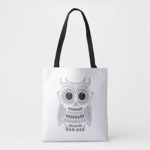 Bolsa Tote Coruja Branca Fofa Olhos Grandes Arte Kawaii da Na