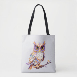 Bolsa Tote Coruja Brincadeira Adorável Colorida Animal Geomét