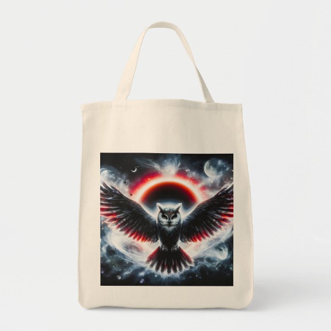 Bolsa Tote Coruja Celestial Cósmica Mística (Frente)