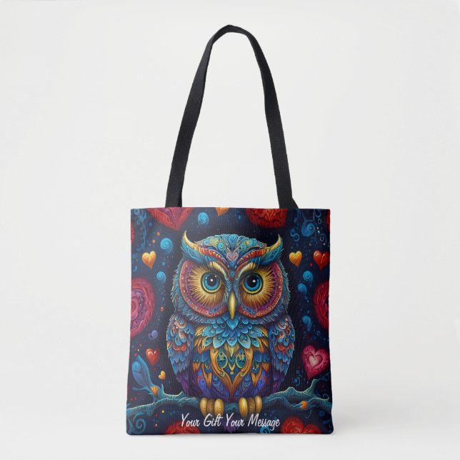 Bolsa Tote Coruja Colorida (Frente)