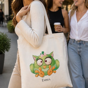 Bolsa Tote Coruja Colorida Engraçada Personalizada Tote Bag