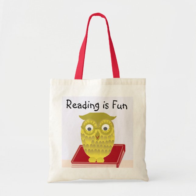 Bolsa Tote coruja com livro vermelho (Frente)