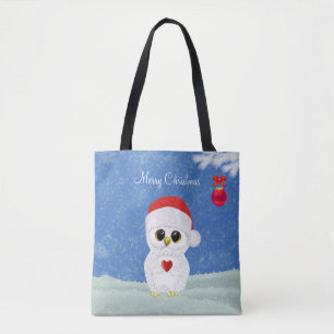 Bolsa Tote Coruja de Natal Branca