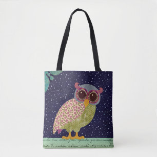 Bolsa Tote Coruja do teste padrão da chita da arte popular n