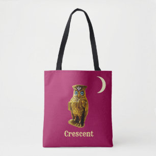 Bolsa Tote Coruja Dourada & Lua Crescente