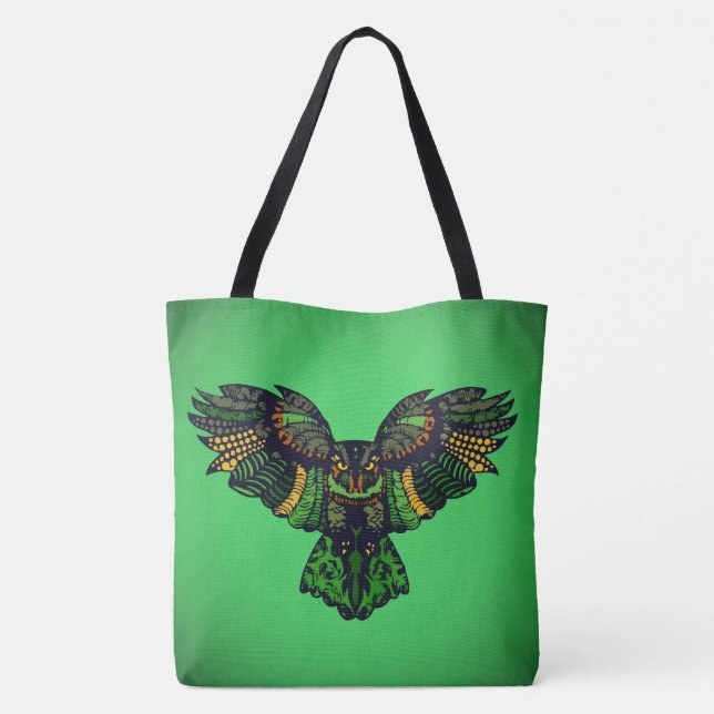 Bolsa Tote Coruja Esmeralda Majestosa (Verso)