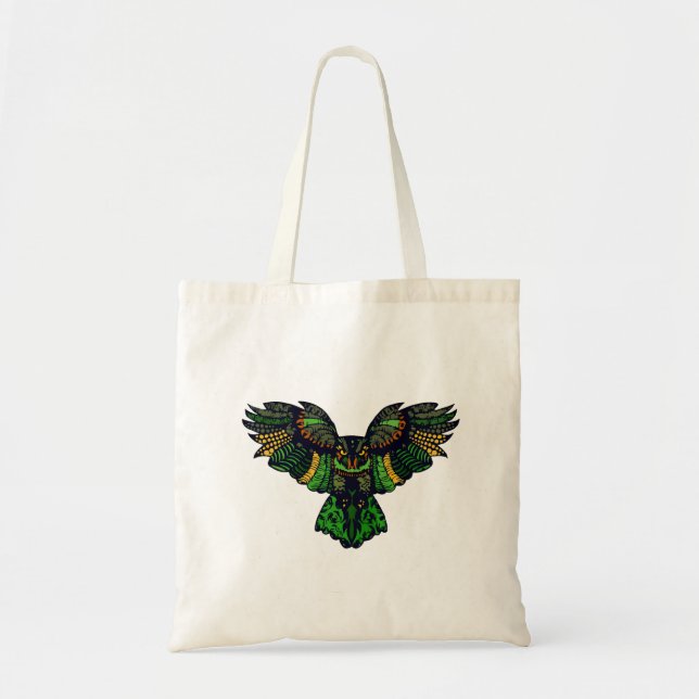 Bolsa Tote Coruja Esmeralda Majestosa (Frente)