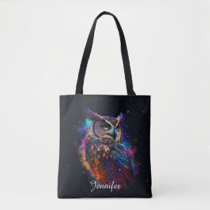 Bolsa Tote Coruja Espacial Colorida