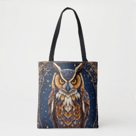 Bolsa Tote Coruja geométrica com cores vibrantes