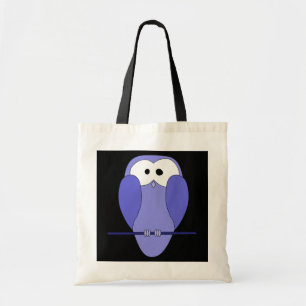 Bolsa Tote Coruja na noite. Azul, preto