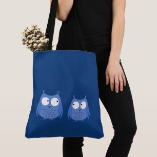 Bolsa Tote Coruja Pássaros Engraçados Bichos Azuis Bonitos