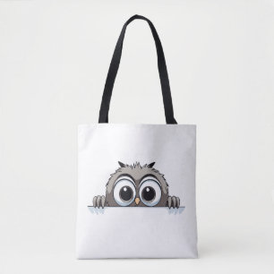 Bolsa Tote Coruja Peeking Bela Adorável Arte de Cartografia A