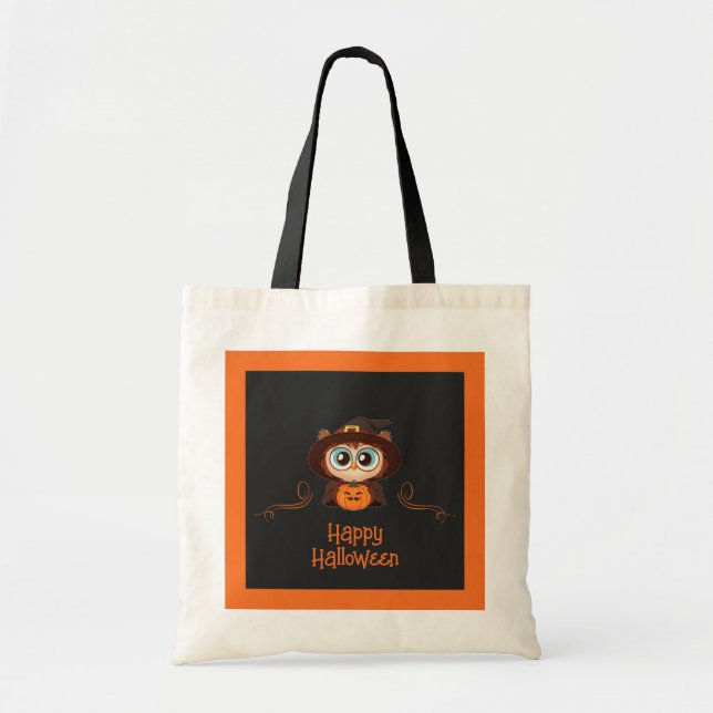 Bolsa Tote Coruja/Queda/Outono/Halloween/abóbora (Frente)