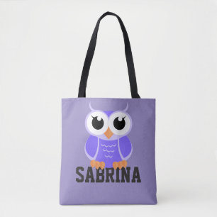 Bolsa Tote "Coruja roxa pequena "