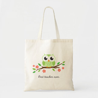 Bolsa Tote Coruja verde bonito no melhor professor do ramo