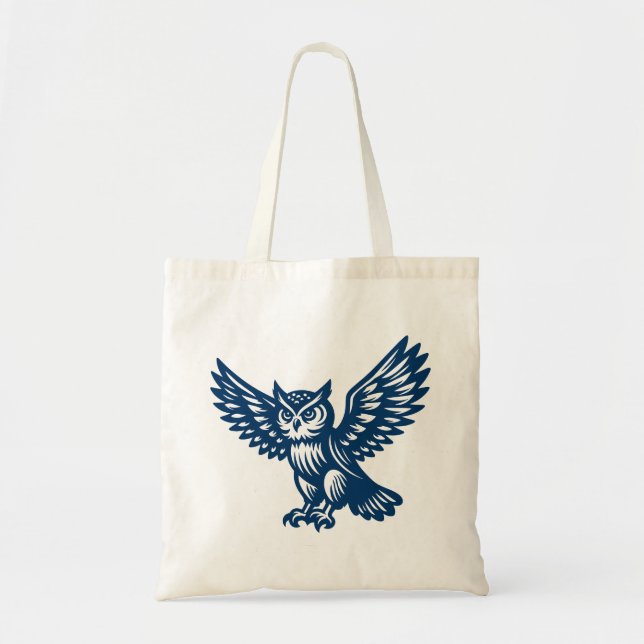Bolsa Tote Coruja-voadora - Azul-Shibori (Frente)
