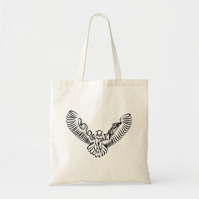 Bolsa Tote Coruja voadora branca e negra (Frente)