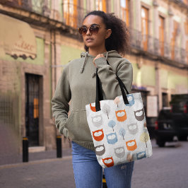 Bolsa Tote Corujas e folhas