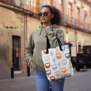 Bolsa Tote Corujas e folhas