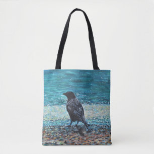 Bolsa Tote Corvo na Pintura de Praia