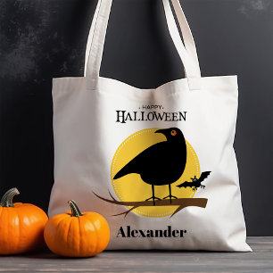 Bolsa Tote Corvo Preto Assustador de Halloween