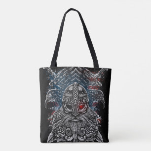Bolsa Tote Corvos de Odin e espadas Mitologia Viking EUA band