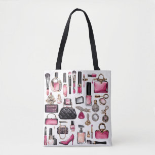 Bolsa Tote Cosméticos Makeup Brushes Nailpolish Lipstick