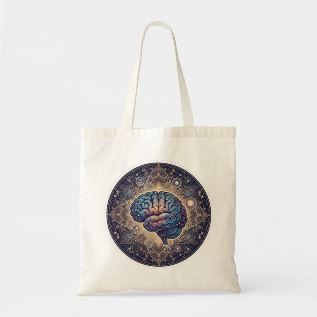 Bolsa Tote Cosmic Mind Mandala – Abstract Brain Art (Frente)