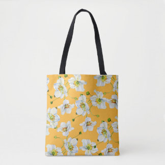 Bolsa Tote Cosmos flowers watercolor illustration pattern