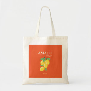 Bolsa Tote Costa Amalfi, Itália, Viagem Art, Retro, Laranja