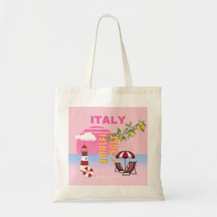 Bolsa Tote Costa Amalfi, Viagem de pré-disquete, rosa