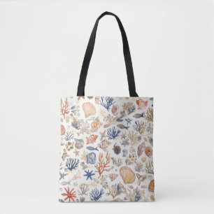 Bolsa Tote Costeira russa - Conchas, Starfish, Recife (12)