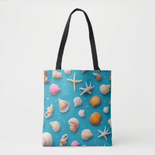 Bolsa Tote Costeira russa - Conchas, Starfish, Recife (3)