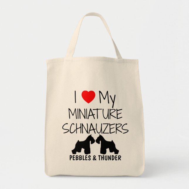 Bolsa Tote Costume Amo Minha Bag De Cães Schnauzer Miniatura (Frente)
