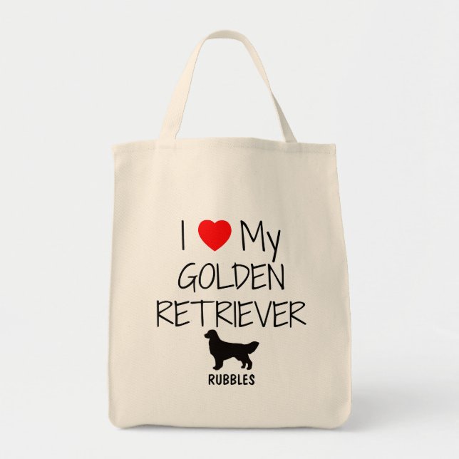 Bolsa Tote Costume Eu Amo Meu Retriever De Ouro (Frente)