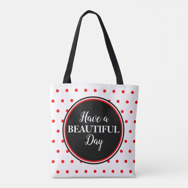 Bolsa Tote Cota Bolinhas Vermelho Monograma (Verso)