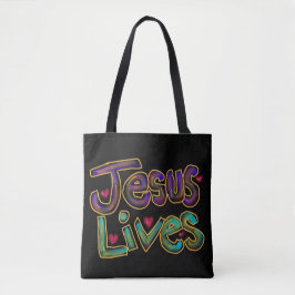 Bolsa Tote Cota cristã ‘Jesus Vive’ Nome Personalizado