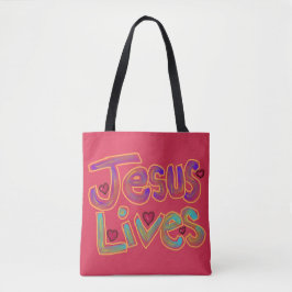 Bolsa Tote Cota cristã ‘Jesus Vive’ Nome Personalizado