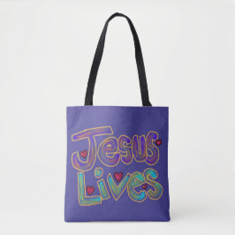 Bolsa Tote Cota cristã ‘Jesus Vive’ Nome Personalizado