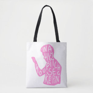 Bolsa Tote Cota da silhueta do JJ em rosa pastel