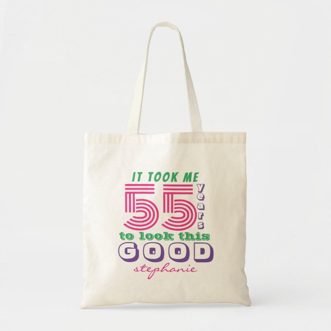 Bolsa Tote Cota de 55 anos engraçada personalizada Tote Bag (Frente)