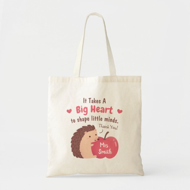 Bolsa Tote Cota de Apreciação de Professores de Bela Hedgehog (Frente)
