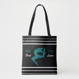 Bolsa Tote Cota de dança Negra, Branca e Teal Moderna