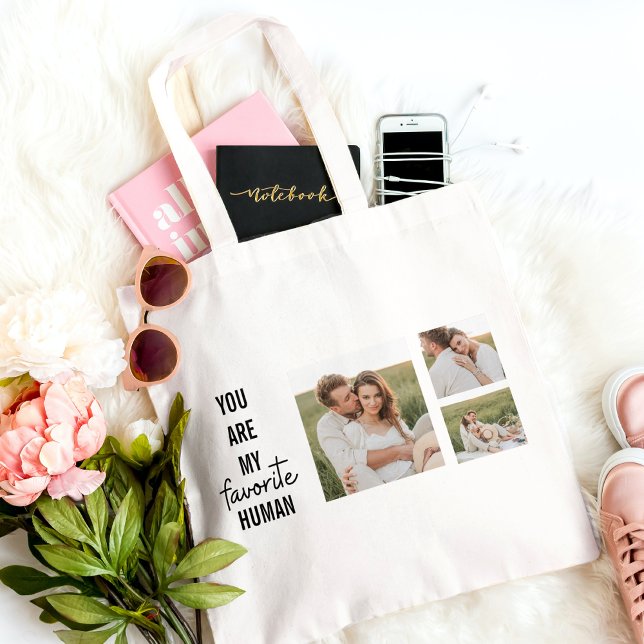 Bolsa Tote Cota de Foto do Casal de Colagem Moderna e Amor Ro (Criador carregado)