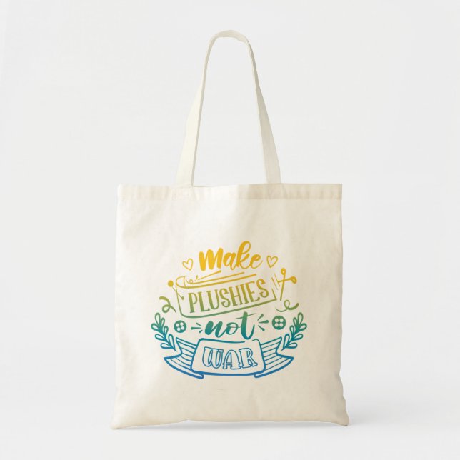 Bolsa Tote Cota de Paz de Gradiente Azul Amarelo para Esmagad (Frente)