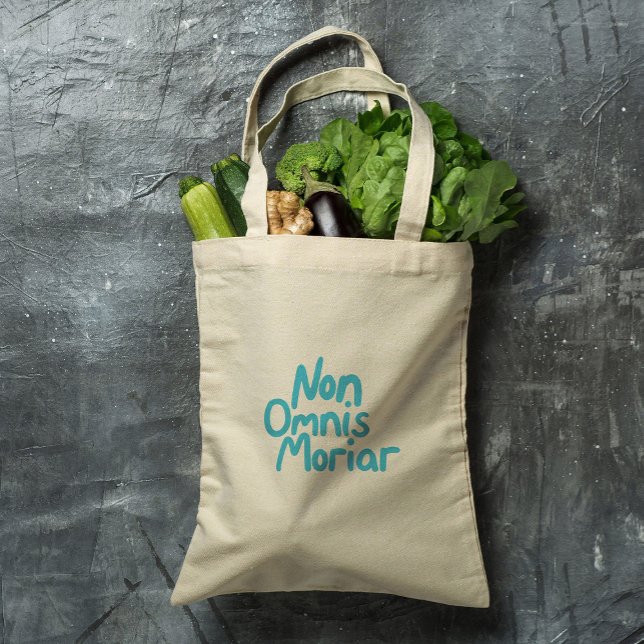 Bolsa Tote Cota Latina Antiga, com letra azul, com letra de m (Criador carregado)